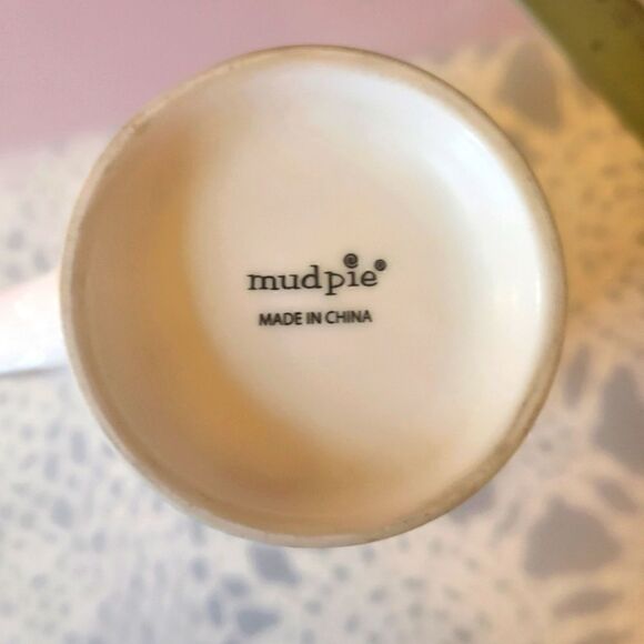 New Mud Pie "Rise and Shine" Ceramic Coffee Mug White w/Black Accent holds 14 oz - Picture 4 of 4